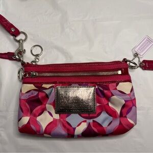 Coach Pink and Purple Patterned Wristlet